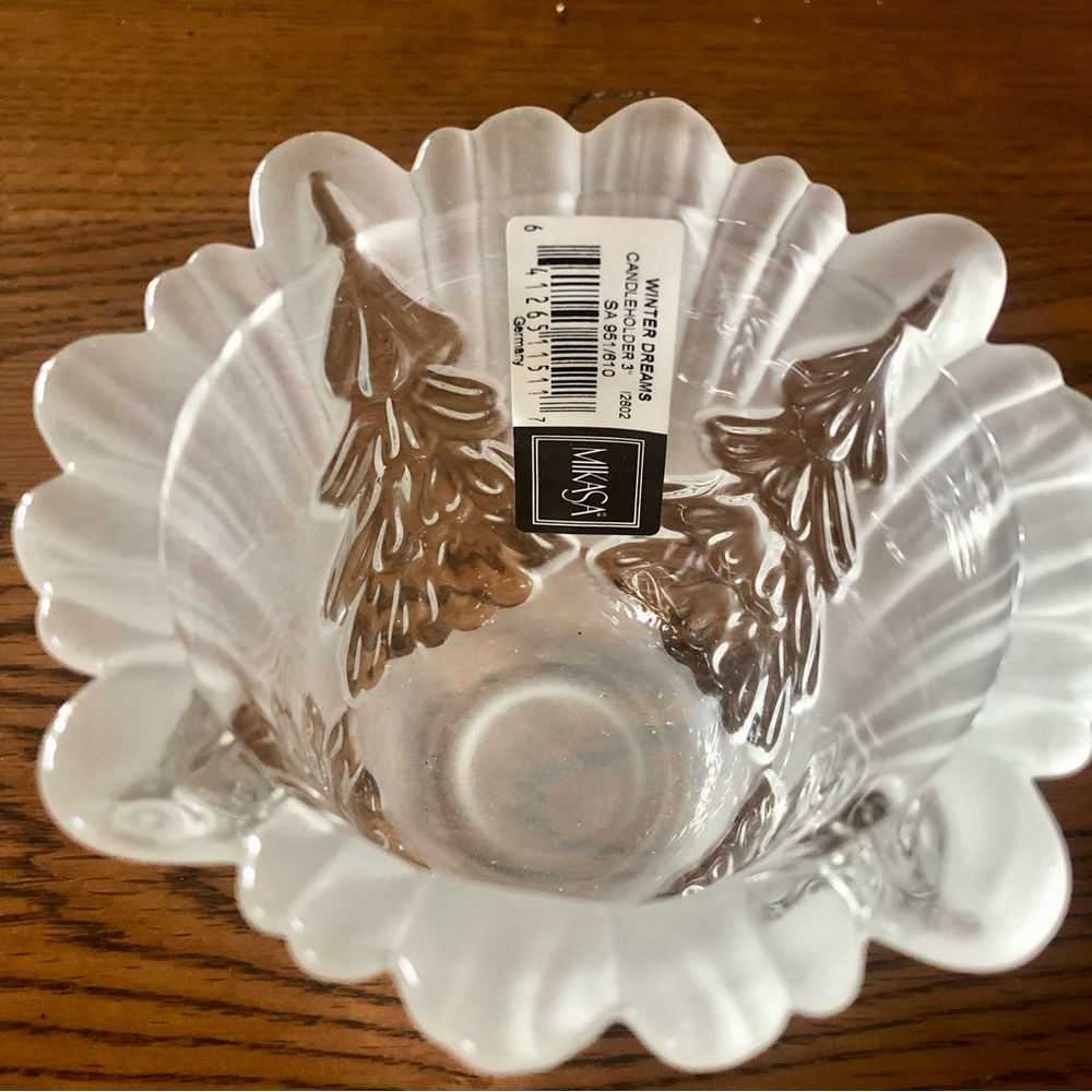 Mikasa Winter Dreams Frosted Crystal Christmas Tree Votive Candle Holder NEW - Picture 6 of 7